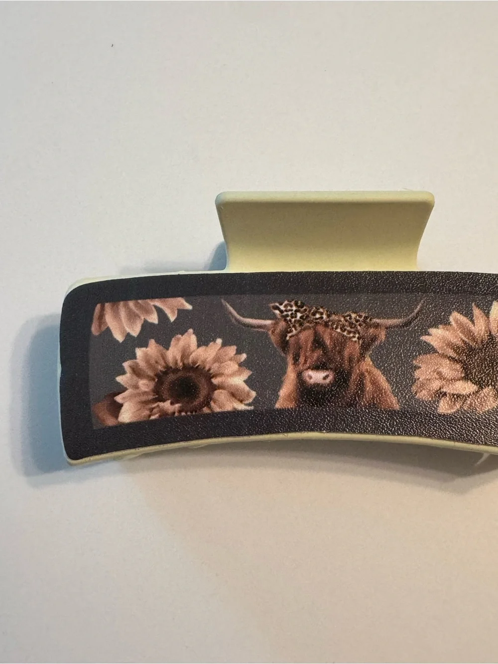 Boho Country Western Floral Highland Cow Claw Clip